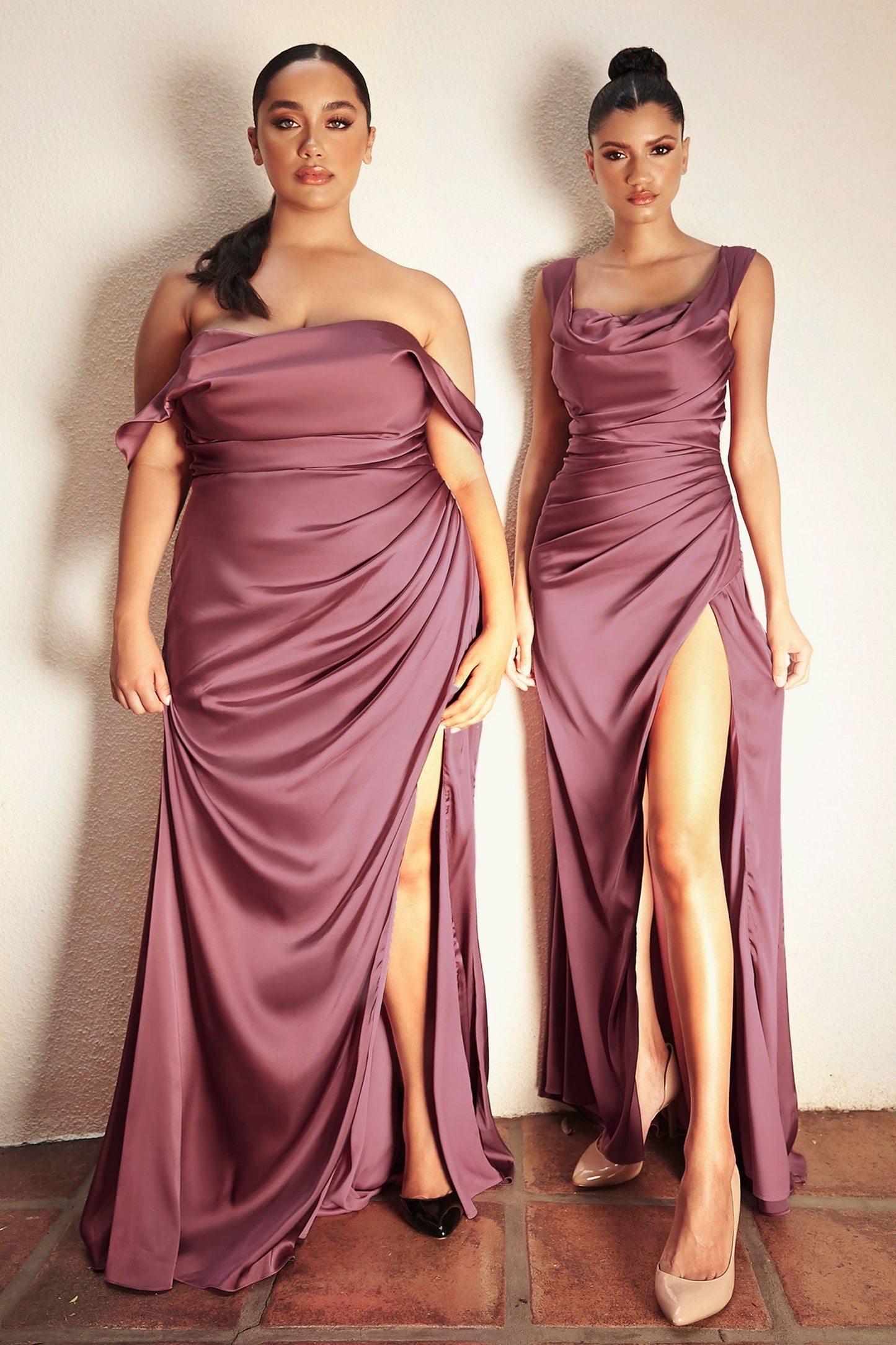 Soft Satin Optional Shoulder Gown