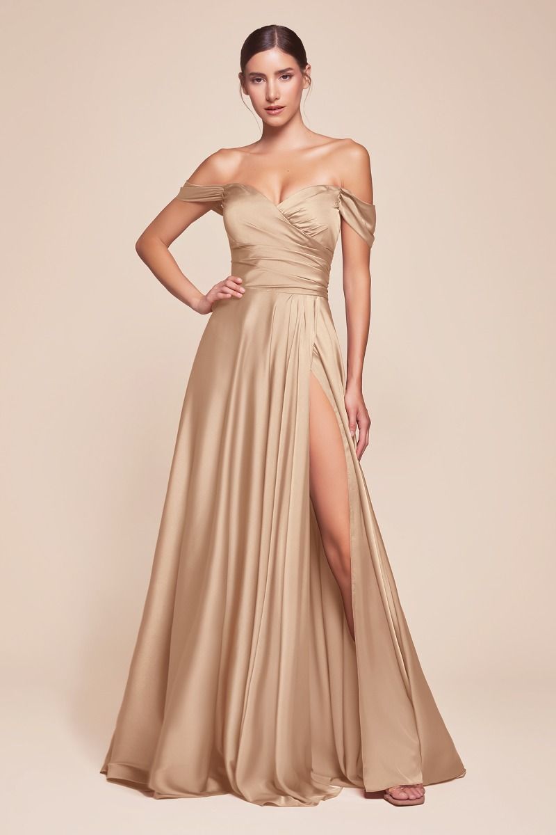 A-Line Satin Off The Shoulder Dress