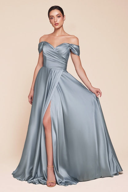 A-Line Satin Off The Shoulder Dress