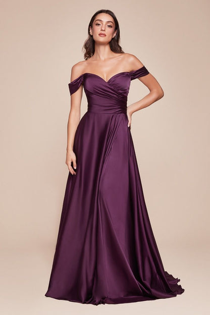 A-Line Satin Off The Shoulder Dress