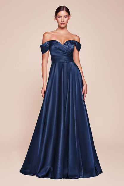 A-Line Satin Off The Shoulder Dress