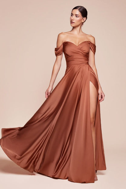 A-Line Satin Off The Shoulder Dress 2