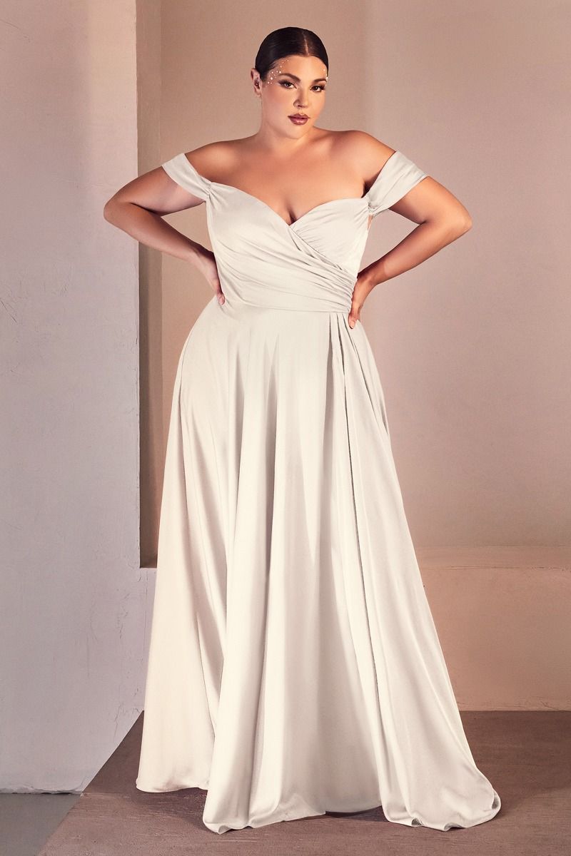 Soft Satin Off The Shoulder Bridal Gown