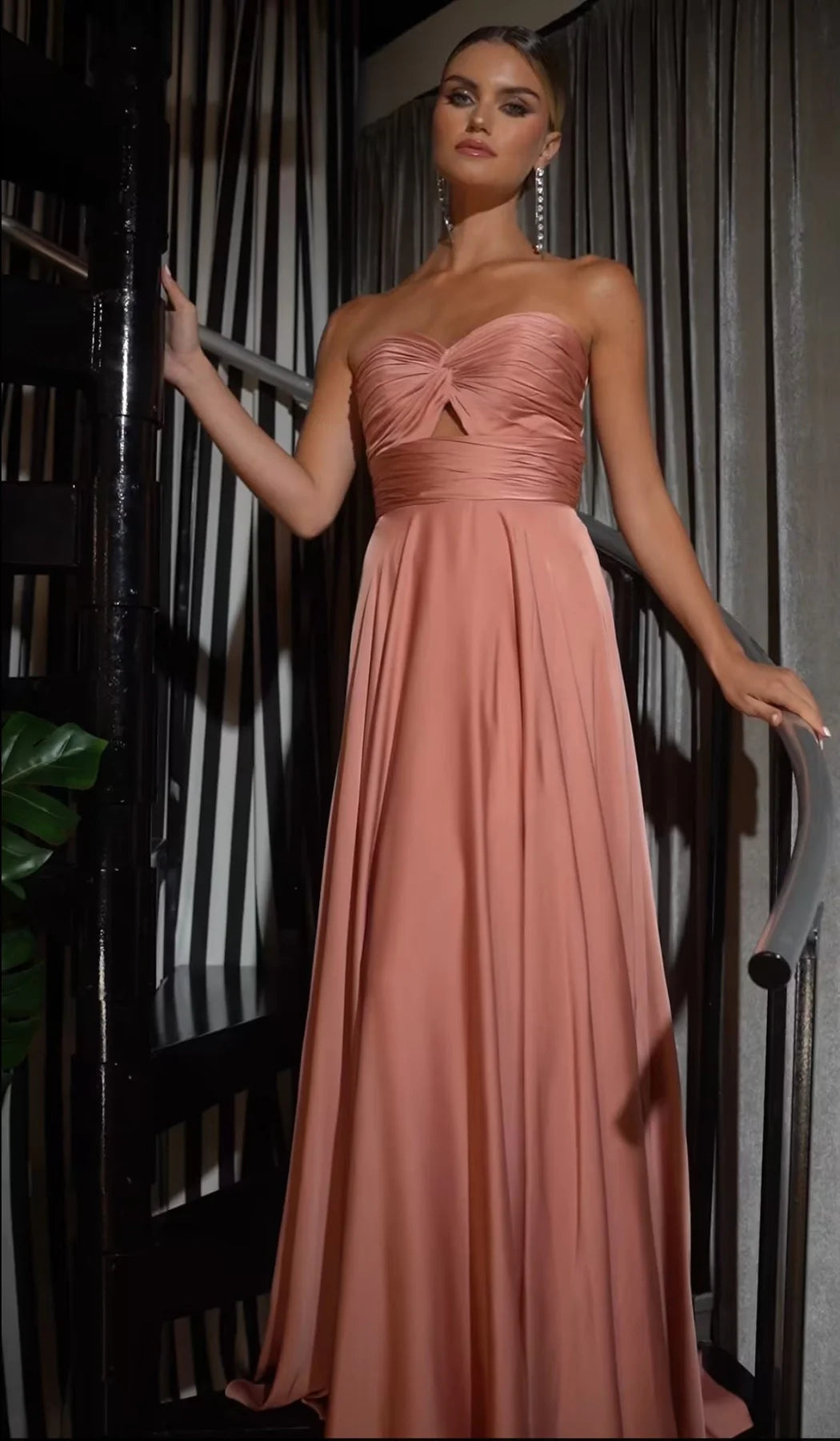 Strapless A-Line Satin Keyhole Dress