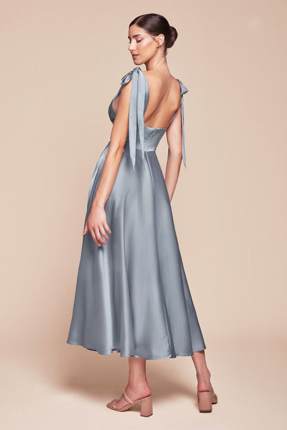 Tea Length Satin A-Line Dress