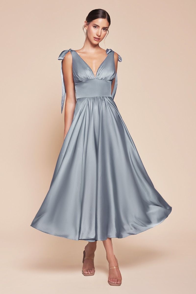 Tea Length Satin A-Line Dress