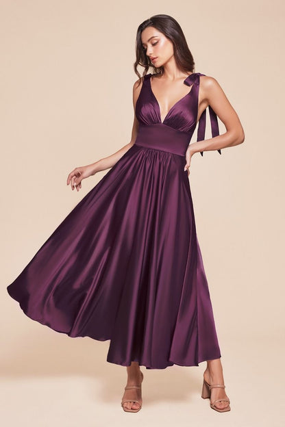 Tea Length Satin A-Line Dress