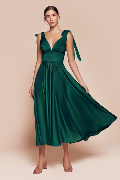 Tea Length Satin A-Line Dress