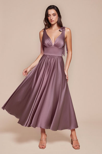 Tea Length Satin A-Line Dress