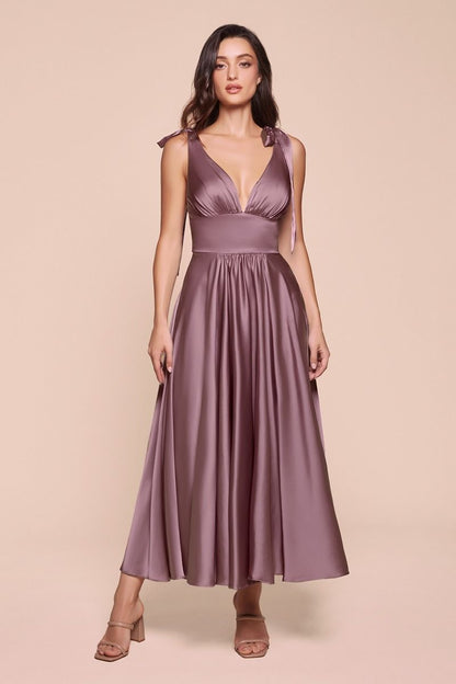 Tea Length Satin A-Line Dress