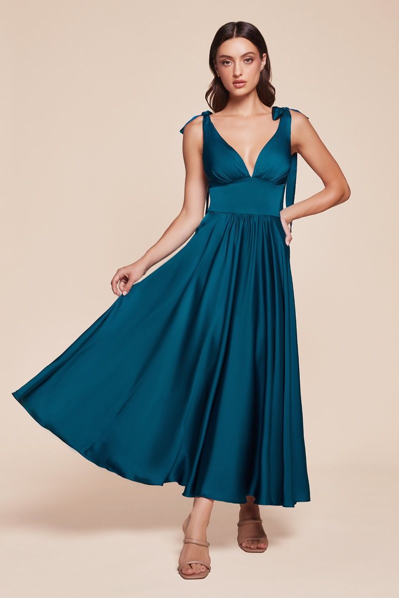 Tea Length Satin A-Line Dress