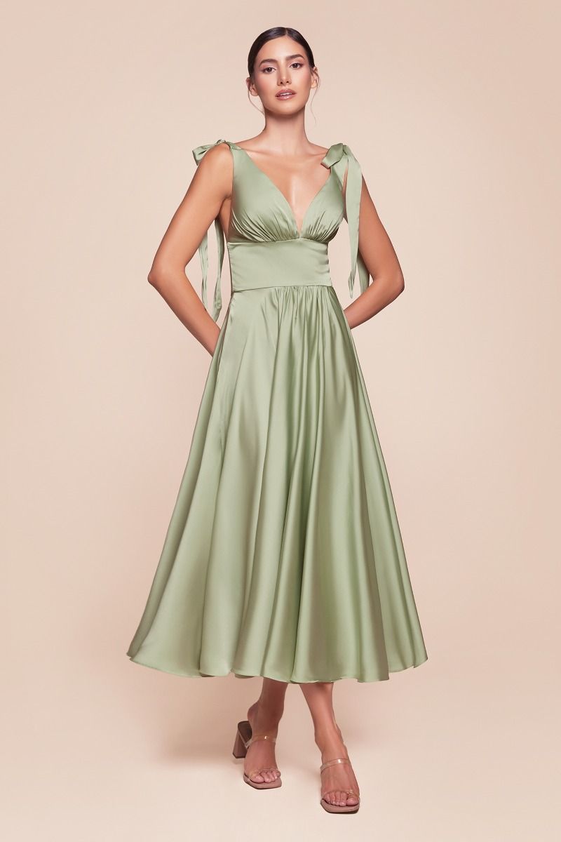 Tea Length Satin A-Line Dress