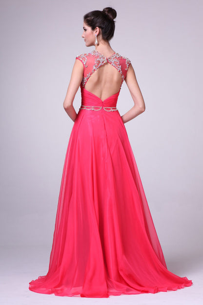 A-line open back dress with beads