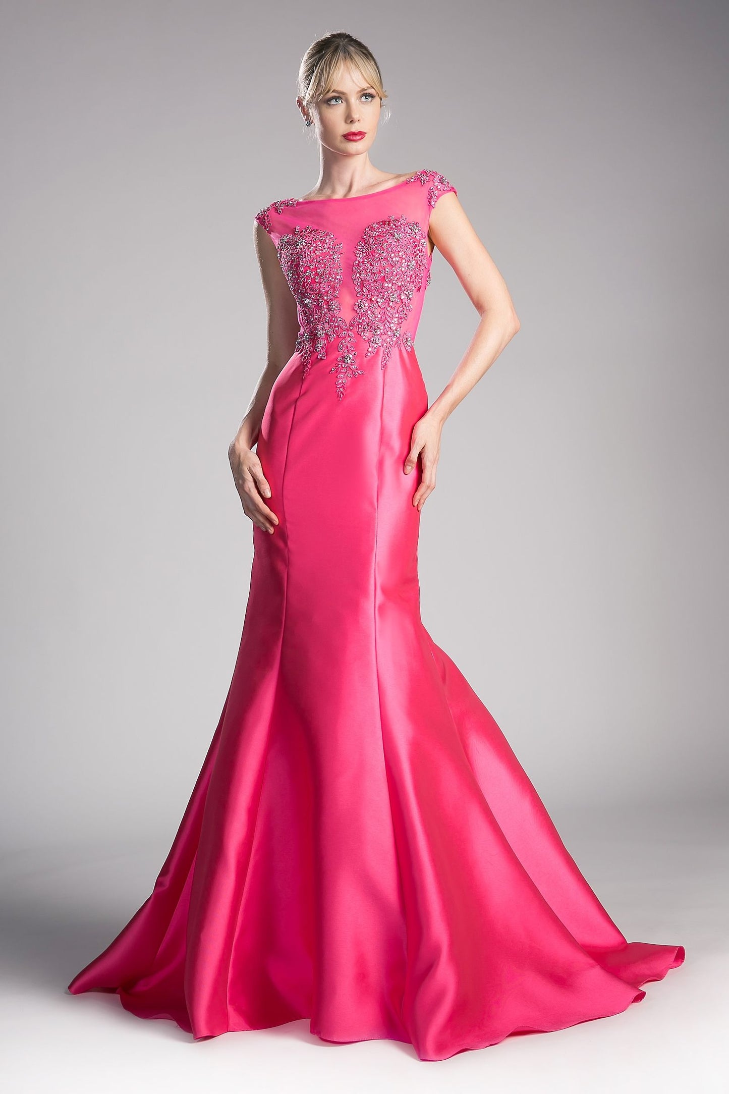 Fitted Mikado Mermaid Gown with Illusion Closed Back