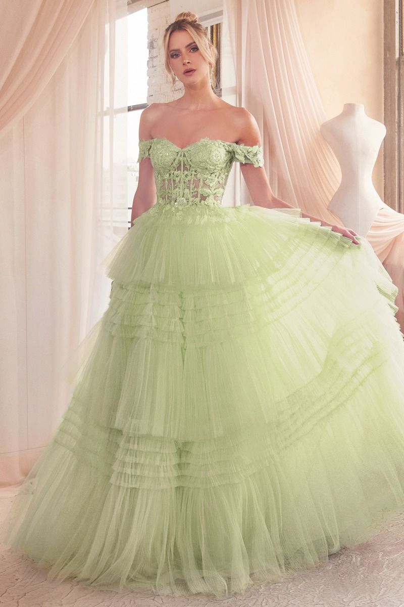 Pleated Tulle Ball Gown