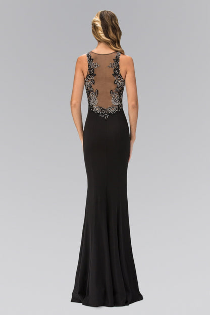 Floor Length Rome Jersey Dress with Jewel Emblished Neckline