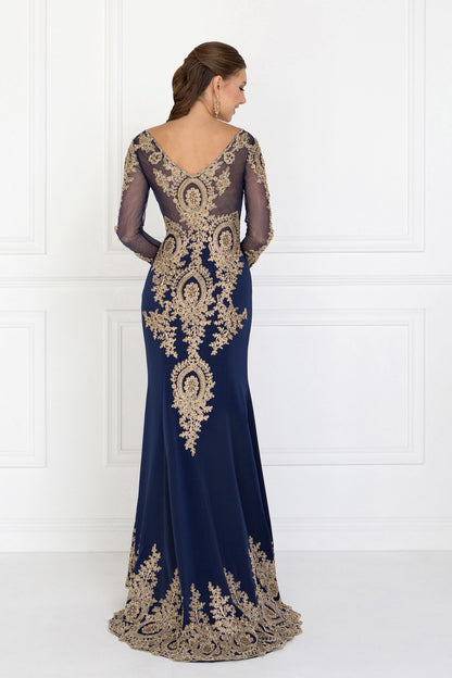 Rome Jersey Mermaid Long Dress with Sheer V-Back