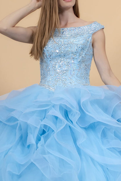 Jewel Embellished Bodice Tulle Quinceanera Dress