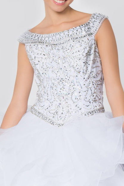 Jewel Embellished Bodice Tulle Quinceanera Dress