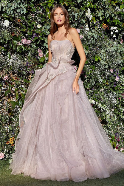 Strapless Layered Tulle Ballgown