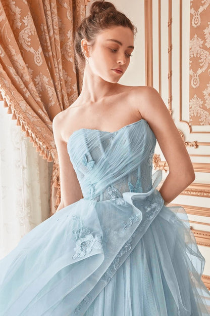 Strapless Layered Tulle Ballgown