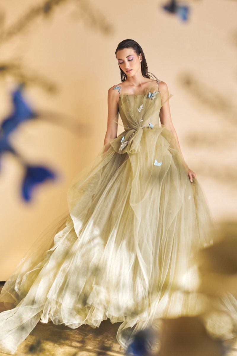 Dancing Butterflies Plisse Ball Gown