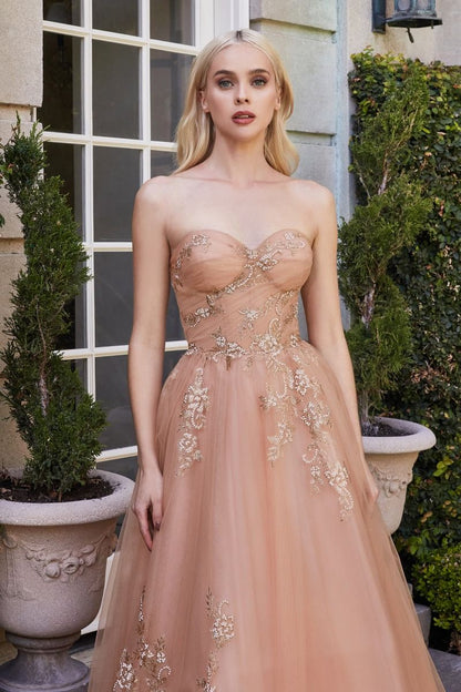 Strapless Tulle Tea Length Dress