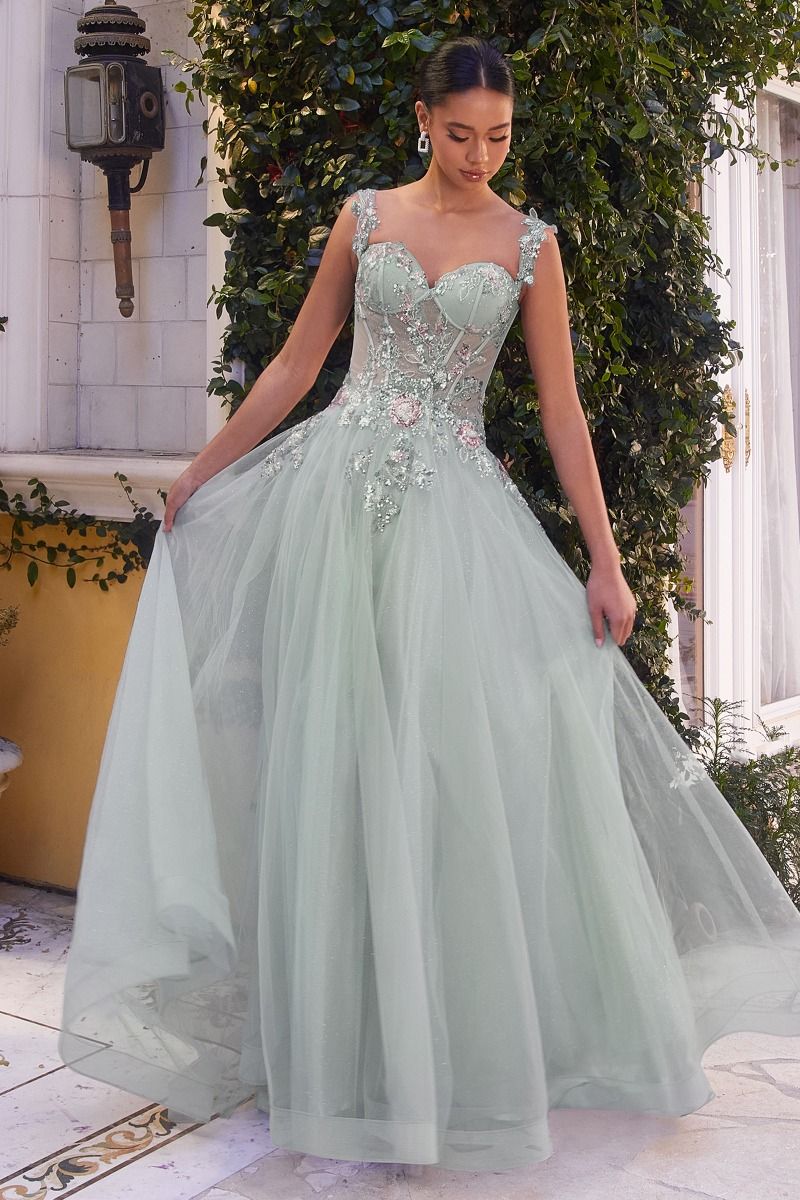 Embellished A-Line Tulle Ball Gown