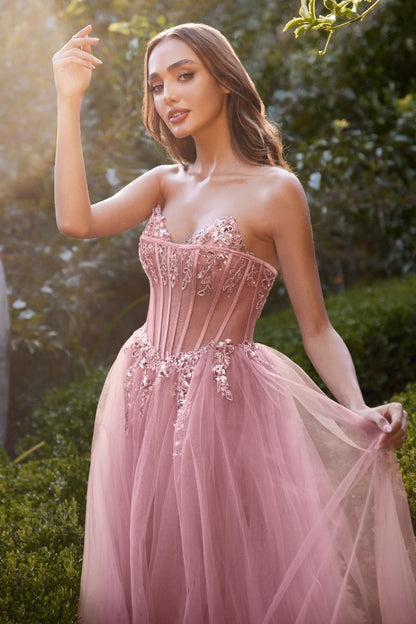 Strapless A-Line Corset Gown