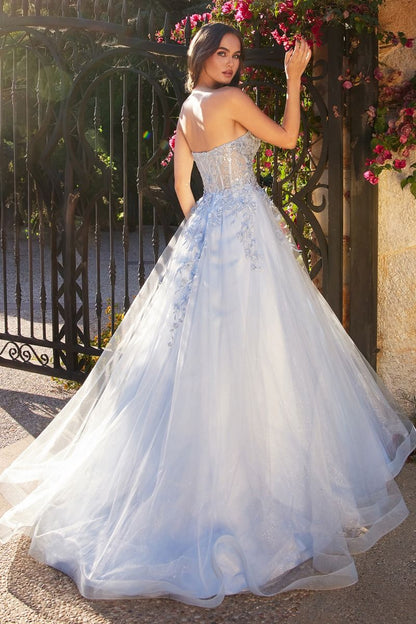 Layered Tulle Strapless Ball Gown