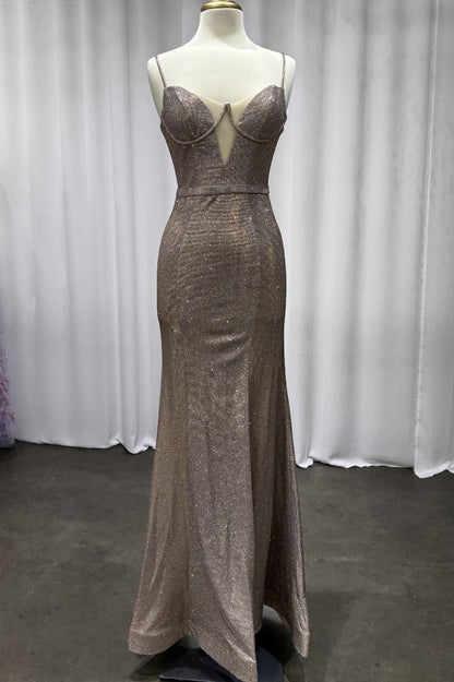 Glitter Fitted Copper Gown