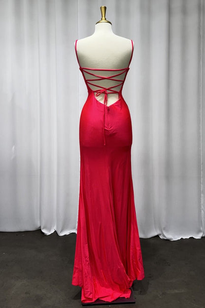 Fitted Neon Coral Gown