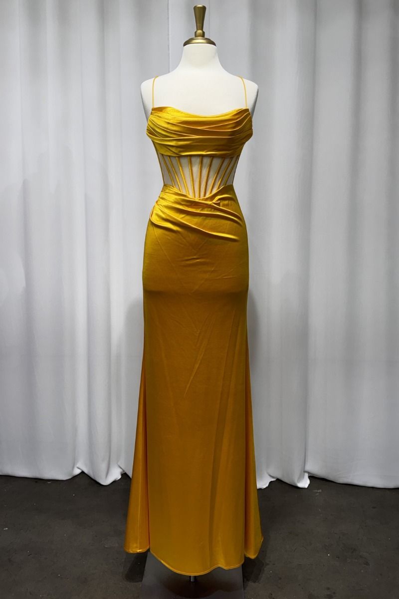 Yellow Satin Corset Gown