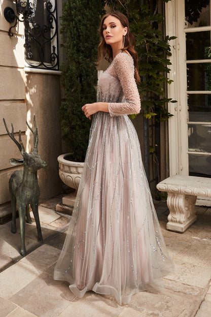 Long Sleeve A-Line Gown