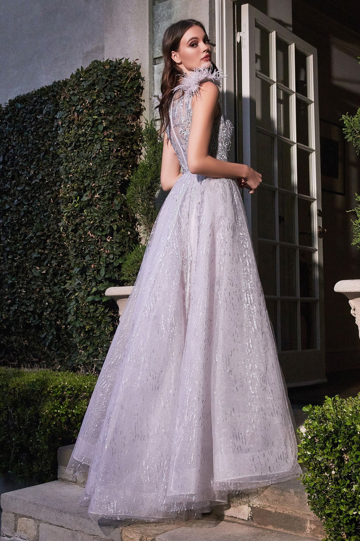 Feather Layered Tulle A-Line