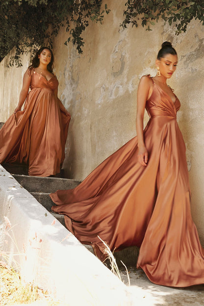 Flowy Satin A-Line Gown