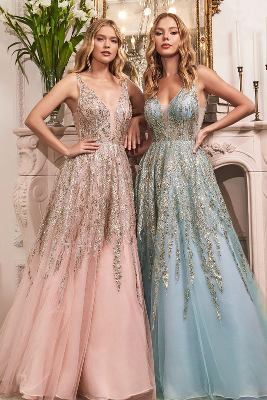 Beaded Shimmer Ball Gown