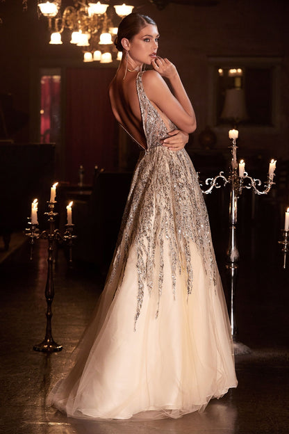 Beaded Shimmer Ball Gown