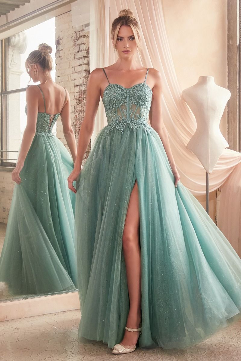 Lace & Layered Tulle A-Line Gown