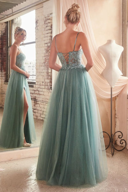 Lace & Layered Tulle A-Line Gown