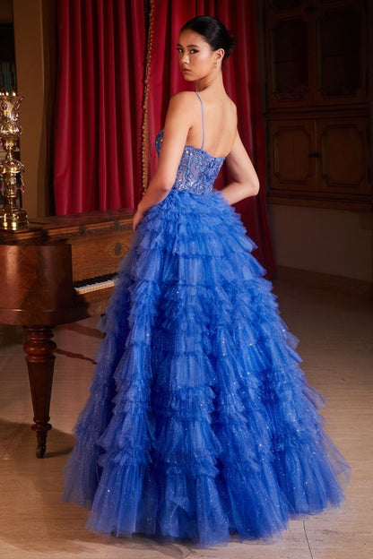 Ruffled Layered Ball Gown