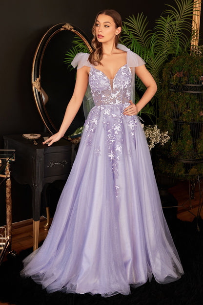 A-Line Tulle Gown With Floral Detail