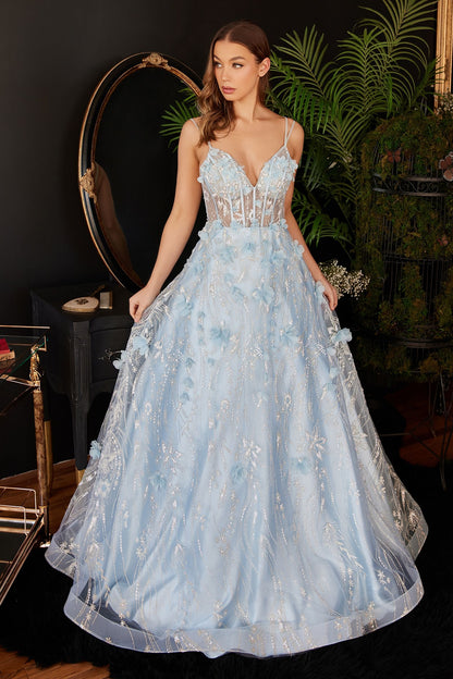 Floral Applique Ball Gown