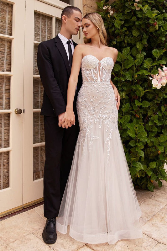 Strapless Embellished Mermaid Wedding Dress