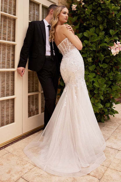 Strapless Embellished Mermaid Wedding Dress