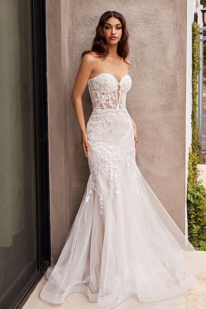 Strapless Embellished Mermaid Wedding Dress