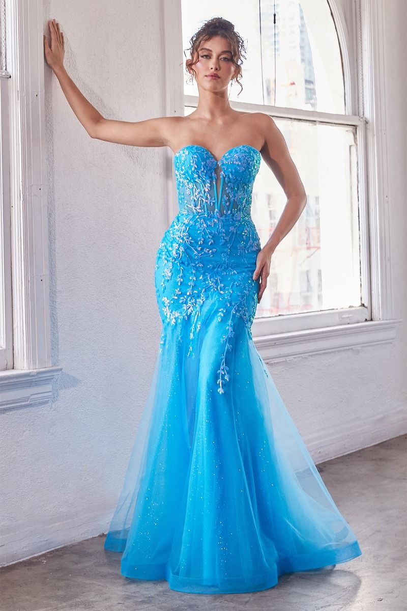 Strapless Embellished Mermaid Gown