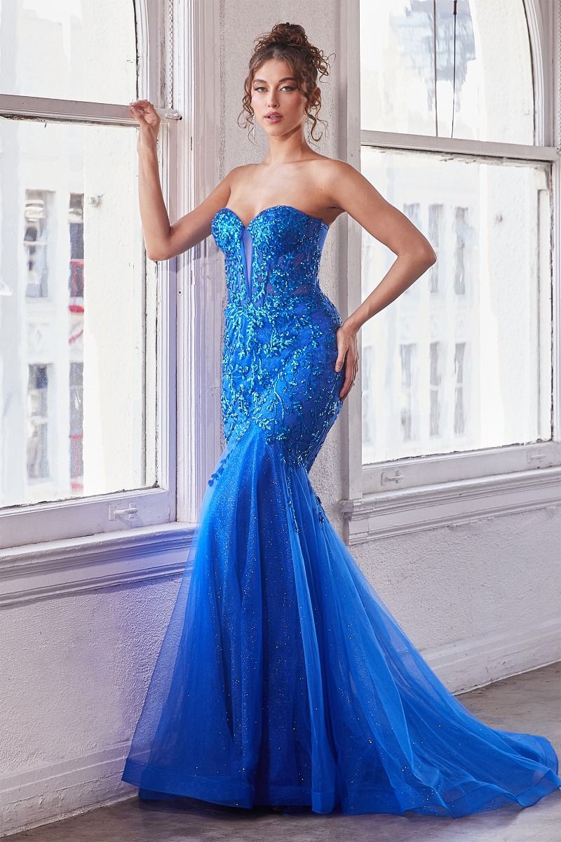 Strapless Embellished Mermaid Gown