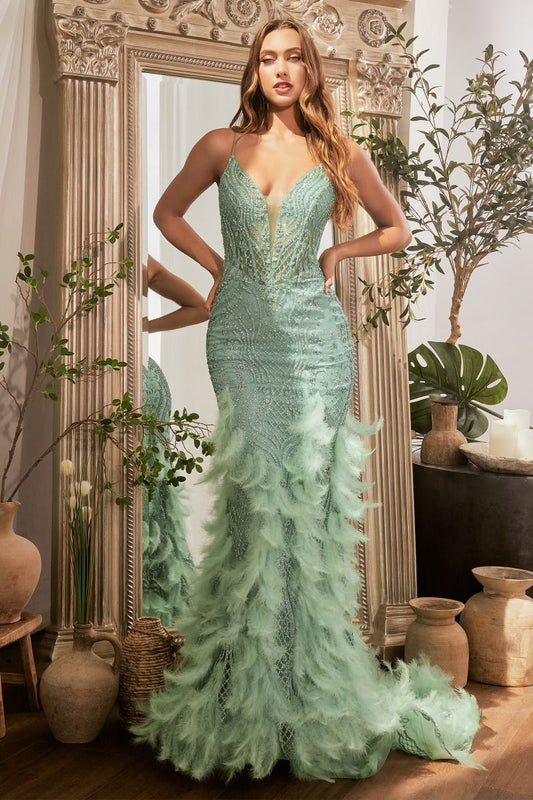 Feathered Mermaid Gown