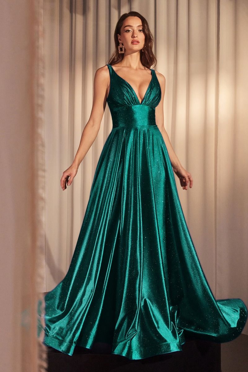 Glimmering Stretch Satin A-Line Dress